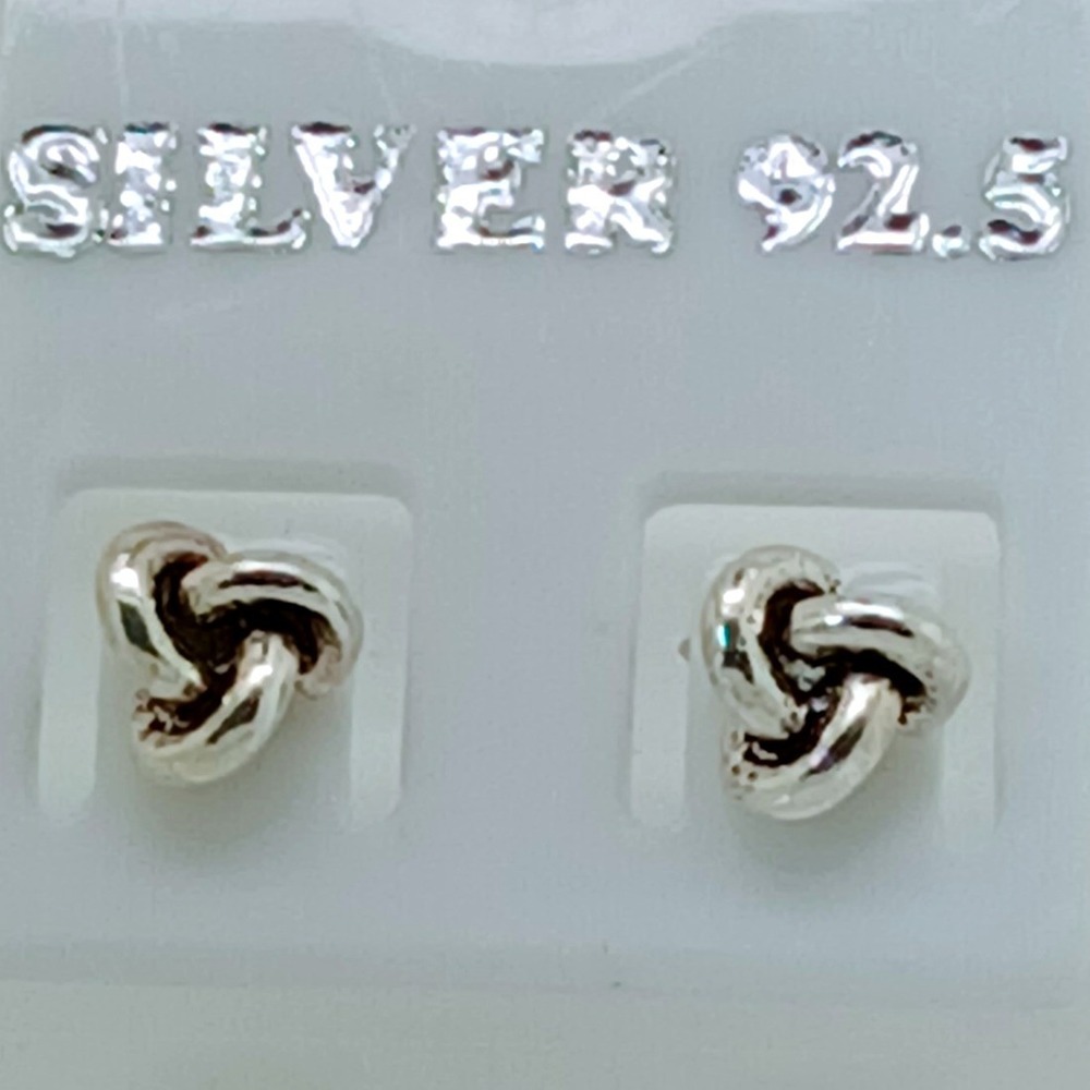 Sterling Silver 925 Love Knot‎ Stud Earrings Polished Minimalist Jewelry